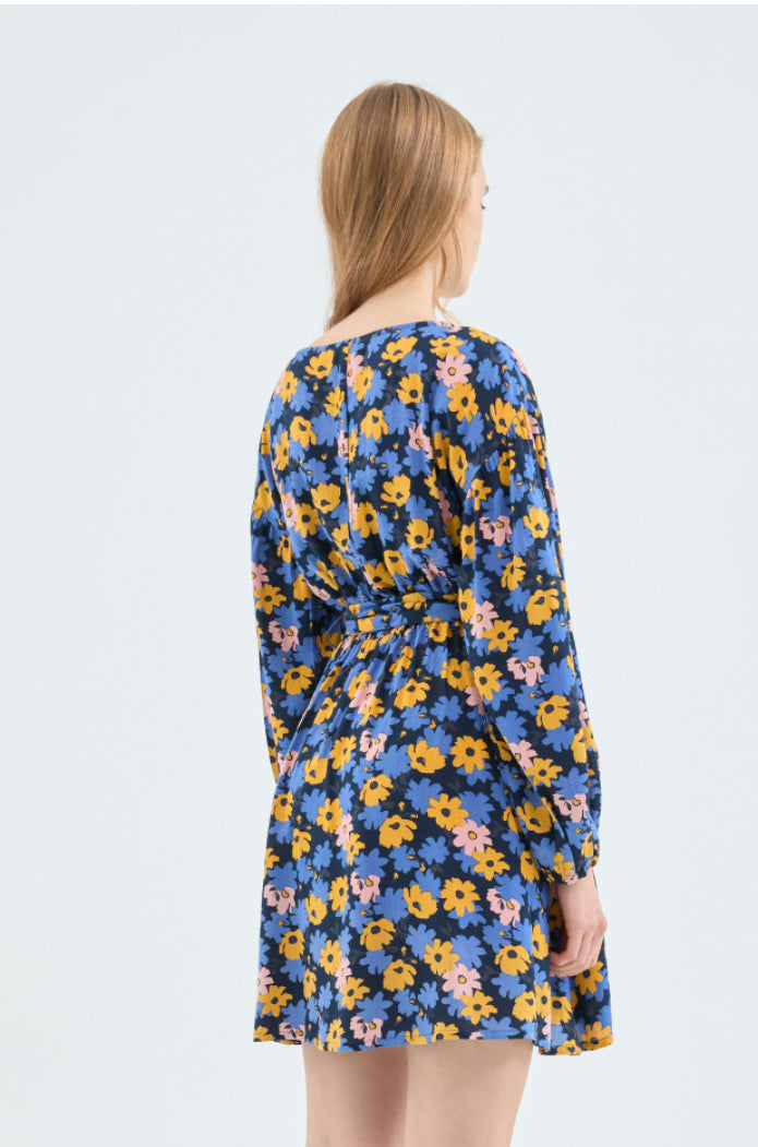 Navy and outlet yellow floral dress