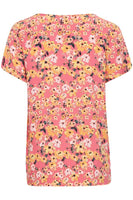 Vera V Short Sleeve - Carmine Flower