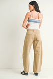 Barrel Jean With Seams - Vintage Khaki