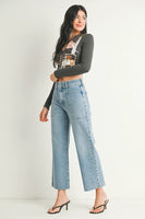 High Rise Utility Wide Leg - Light Denim