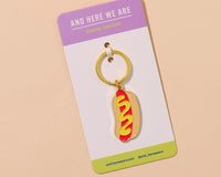 Hot Dog Enamel Keychain