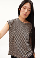 Oneliaa Lovely Stripes Organic Cotton T Shirt - Black/Light Desert