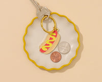 Hot Dog Enamel Keychain