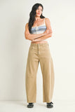 Barrel Jean With Seams - Vintage Khaki