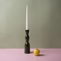 Wave Candleholder Tall - Dark Green