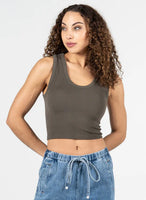 Bamboo Rib Deep Scoop Neck Tank