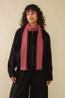 Striped 1x1 Rib Knit Skinny Scarf