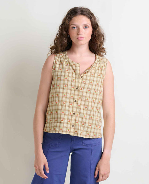 Manzana Button Front Tank - Barley Strawberry