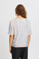 Marelly Short Sleeve Top - Rainbow Sequin