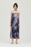 Tie Dye Satin Print Maxi Dress