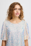 Marelly Short Sleeve Top - Rainbow Sequin