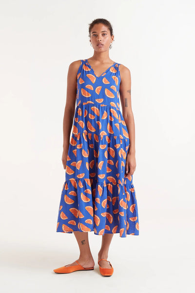 Grapefruit Midi Dress With Straps