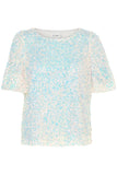 Marelly Short Sleeve Top - Rainbow Sequin