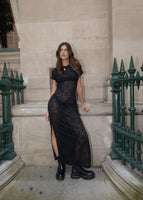 Poet Recycled Lace Sheer Dress - Black