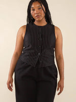 Noah High Neck Pinstripe Vest