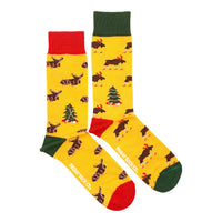 Ugly Christmas Moose Mismatched Socks M