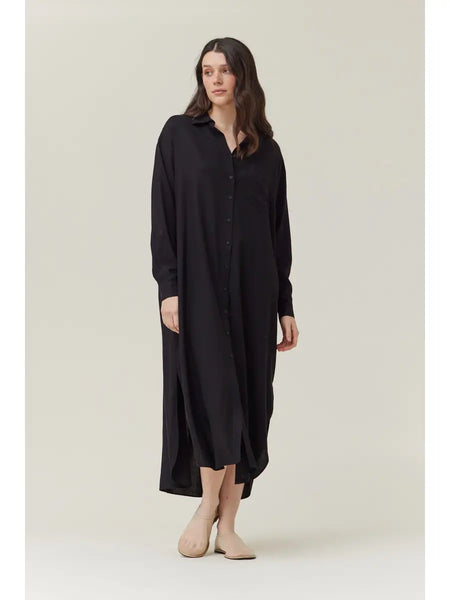 Maxi Shirt Dress - Black