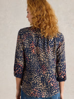 Sophie Organic Cotton Shirt - Navy Print