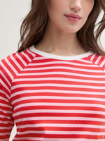 Striped Raglan T Shirt  - Red/Pink