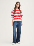 Loose Fit Sweatshirt  - White/Red/Pink Stripe