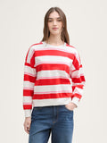 Loose Fit Sweatshirt  - White/Red/Pink Stripe