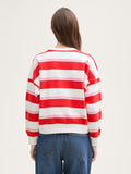 Loose Fit Sweatshirt  - White/Red/Pink Stripe