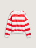 Loose Fit Sweatshirt  - White/Red/Pink Stripe