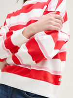 Loose Fit Sweatshirt  - White/Red/Pink Stripe