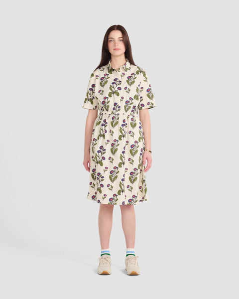 Floral Stamp Printed Pocket Shirt Dress