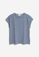 Oneliaa Lovely Stripes Organic Cotton T Shirt - Faded Indigo/Oatmilk