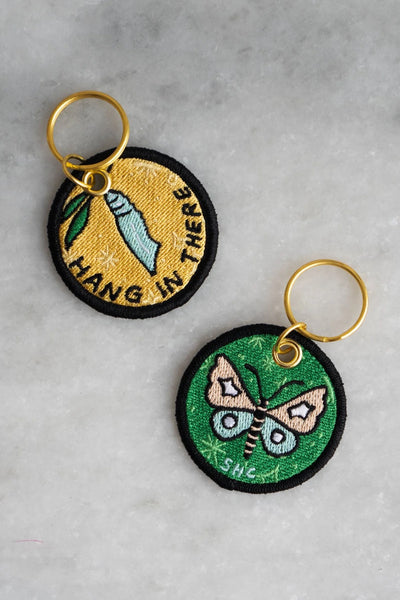 Hang In There (Cocoon) Embroidered Keychain