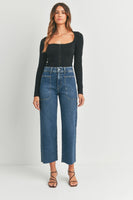 High Rise Utility Wide Leg - Dark Denim