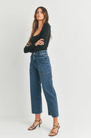 High Rise Utility Wide Leg - Dark Denim