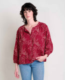 Manzana Long Sleeve Peasant Shirt - Berry Floral Print