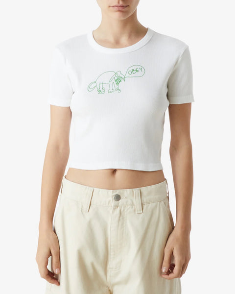 Angry Dog Cropped Emma Rib Tee - White