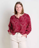 Manzana Long Sleeve Peasant Shirt - Berry Floral Print