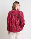 Manzana Long Sleeve Peasant Shirt - Berry Floral Print