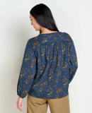 Manzana Long Sleeve Peasant Shirt - Midnight Leaf Print