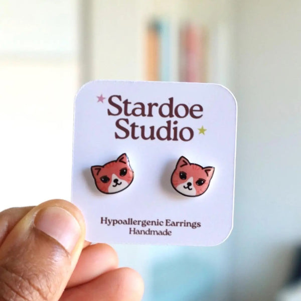 Orange Cat Earrings