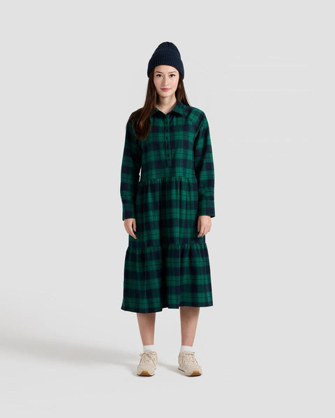 Lillooet Flannel Plaid Flared Shirt Dress