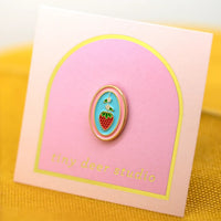 Strawberry Oval Enamel Pin