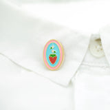 Strawberry Oval Enamel Pin