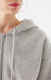 Regular Fit Cropped Zip Up Hoodie - Grey Melange