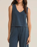 Sloane V Neck Tank - Midnight