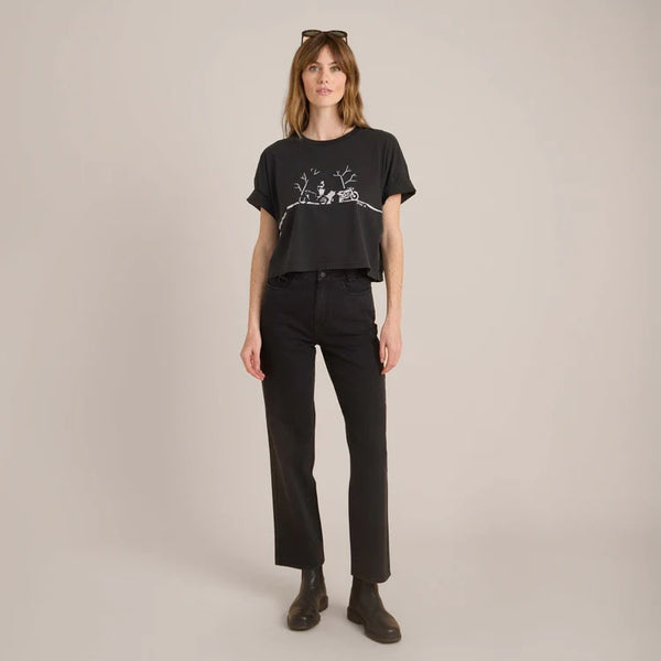 Night Ride Cropped Boxy Tee - Faded Black