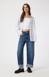 Sandra Wide Leg Cuffed Jeans - Mid brushed Classic Blue