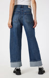 Sandra Wide Leg Cuffed Jeans - Mid brushed Classic Blue