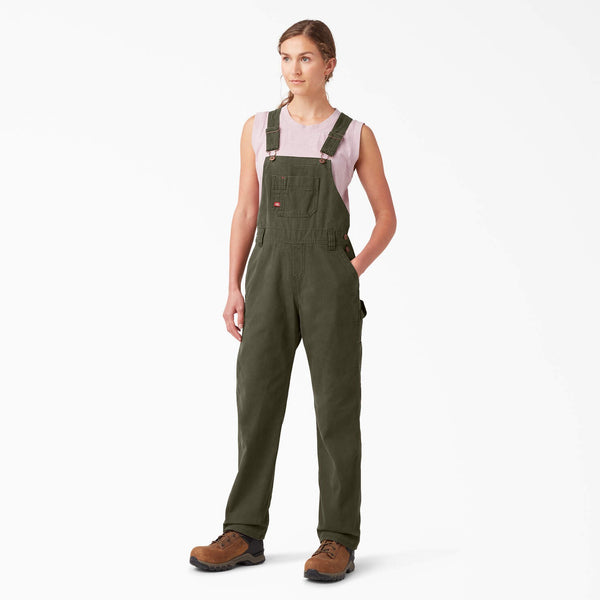 Relaxed Fit Bib Overalls - Rinsed Moss Green