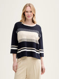 Knit Coloured Stripe Pullover - Navy