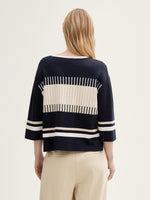 Knit Coloured Stripe Pullover - Navy